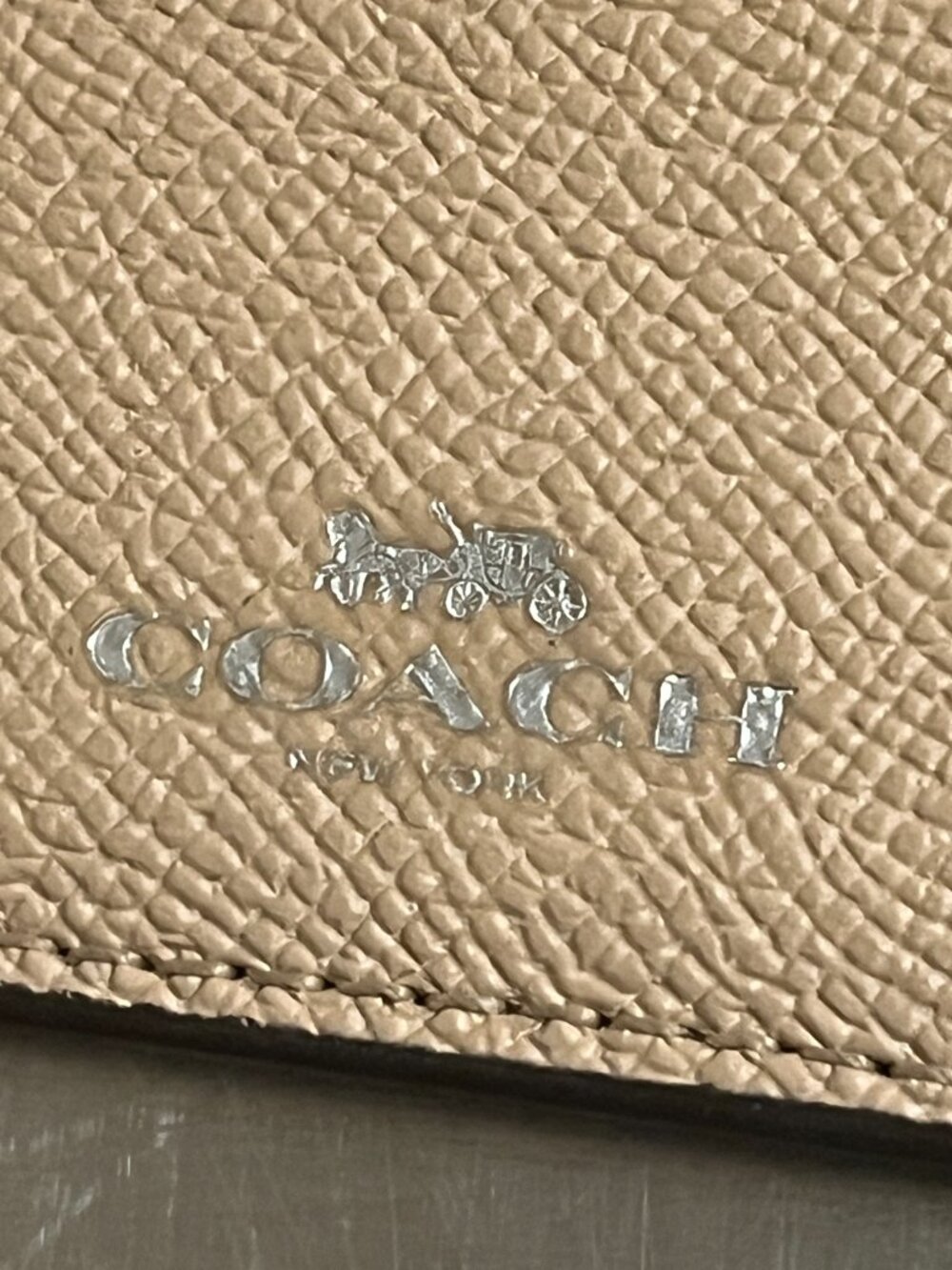 COACH Beige/Yellow Slim Crossgrain Leather Card Case Wallet - Picture 3 of 5